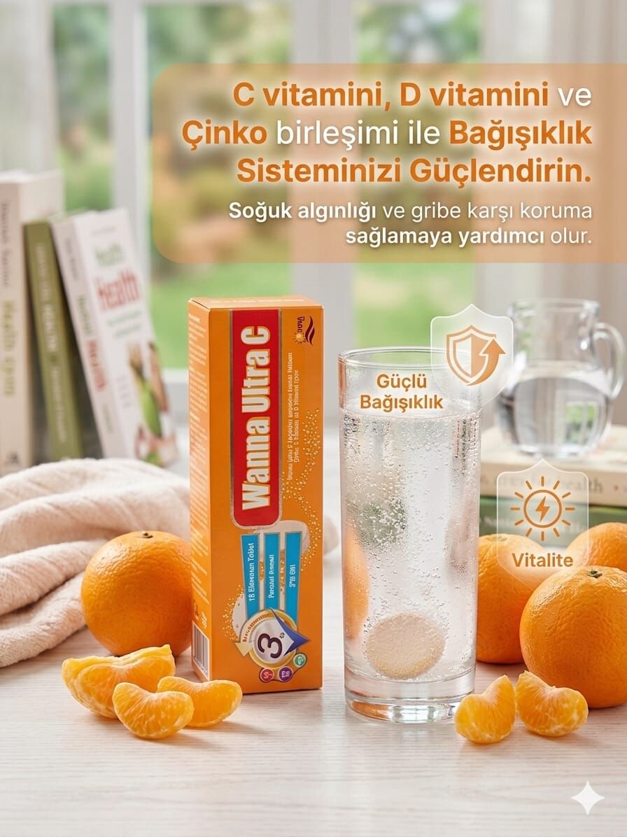 Wanna Ultra C 15 Efervesan Tablet: Bağışıklığınızı Güçlendirin, Gripten Korunun