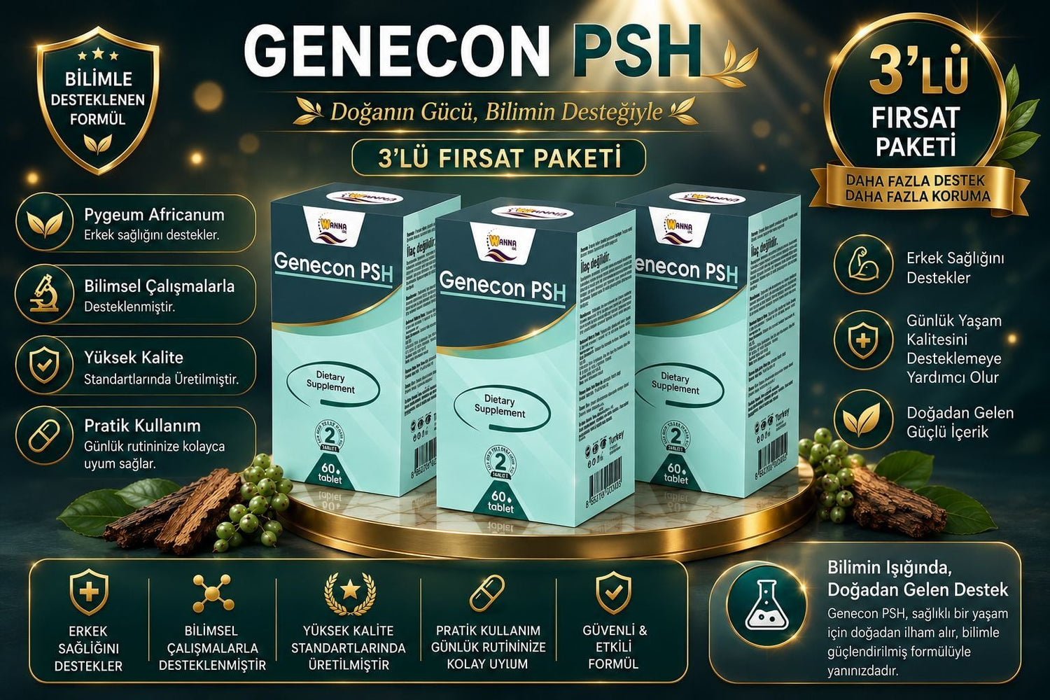 Genecon PSH 60 Kapsül Üçlü Fırsat Paketi
