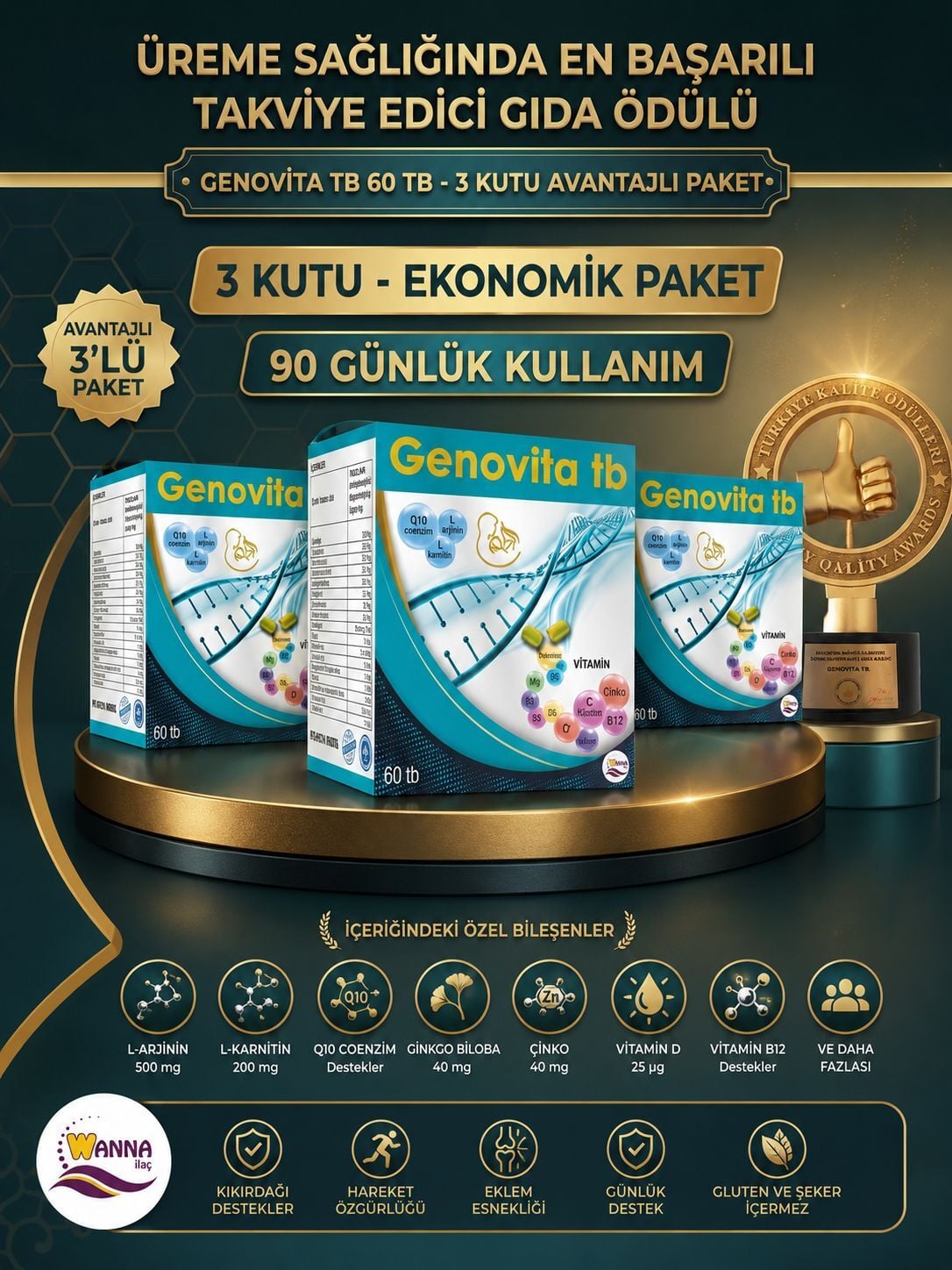 Genovita 60 Tablet  3 Kutu