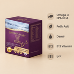 Maternyl Plus içeriği: Omega-3 EPA DHA, folik asit, demir, B12 vitamini, iyot