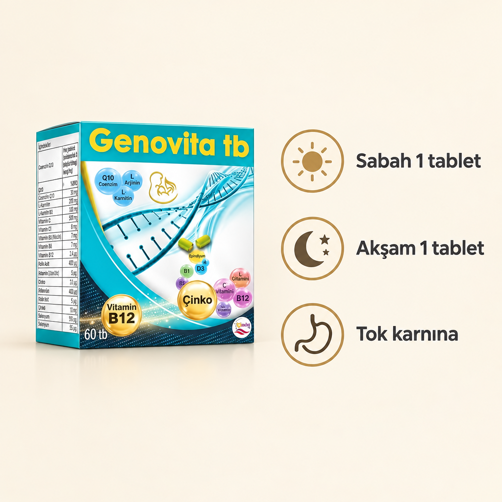 Genovita kullanımı: sabah 1 tablet, akşam 1 tablet, tok karnına
